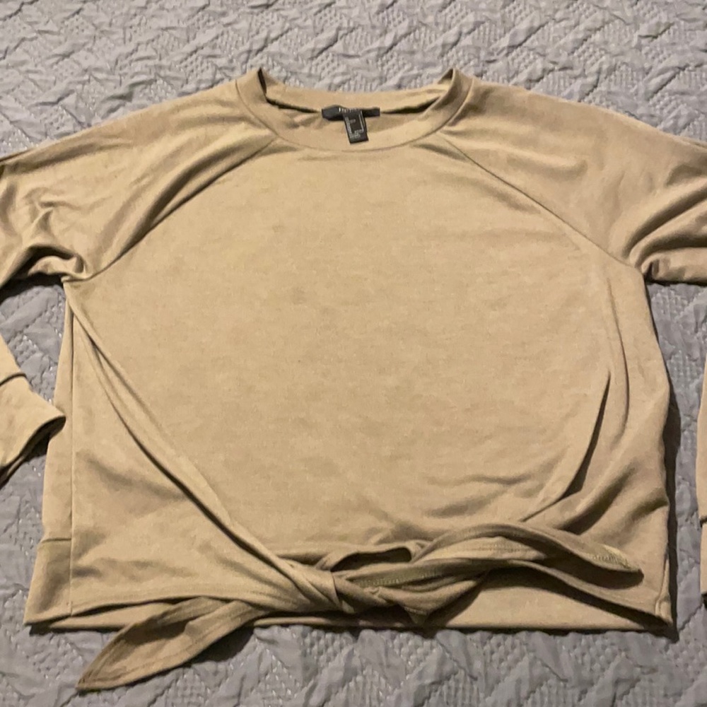 Olive Green Casual Top with bottom tie